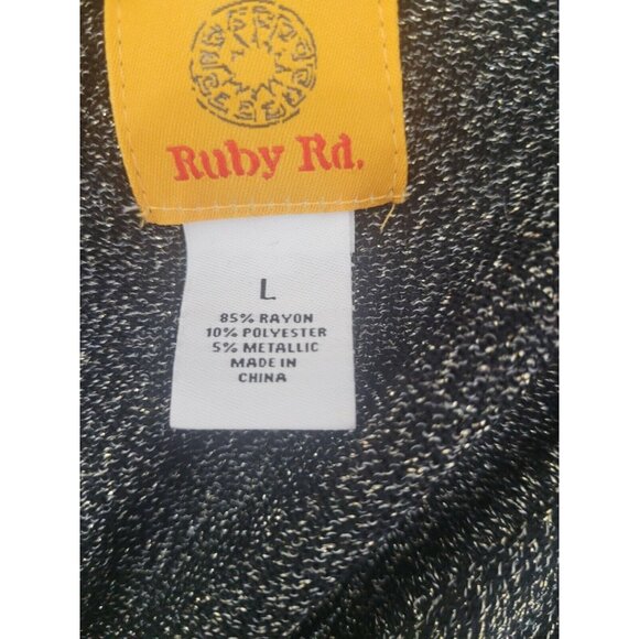 Ruby Rd Women's Size L Layered Look Jkt Top Combo Black Gold Sparkle Stretch 34 - Picture 7 of 9